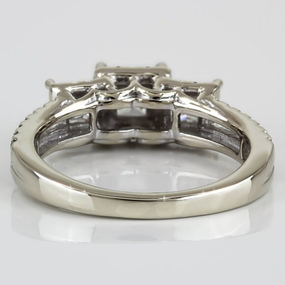 14K White Gold 3-Stone Princess Diamond Ring Round Accent Anniversary Cocktail - Picture 4 of 7